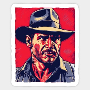 Mr. Indiana Jones - Linocut Sticker